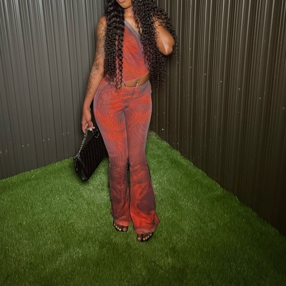 Fashion Nova Red Mesh Jumpsuit - Picture 4 of 8